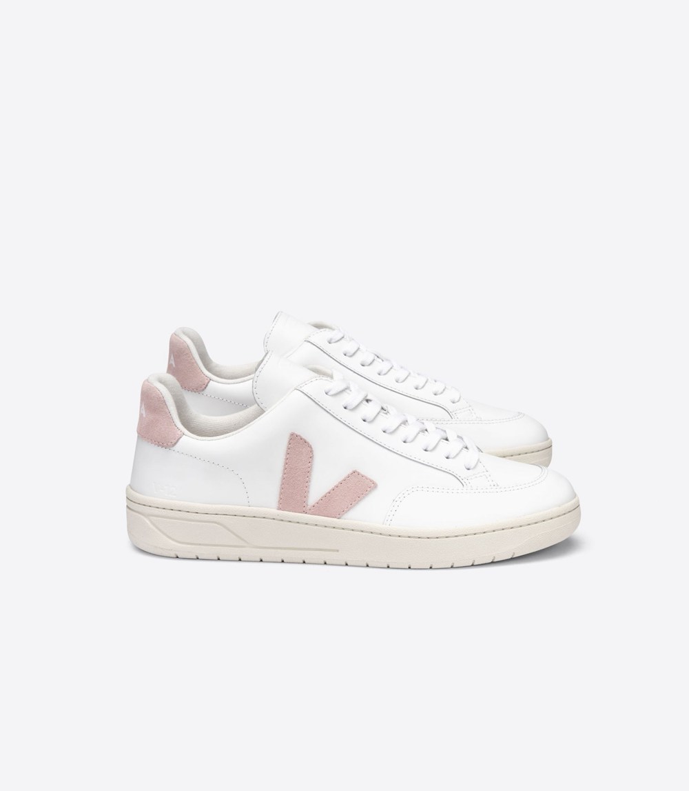 Veja Sneakers Dam - V-12 Läder - Vita/Rosa - 879503-CAL